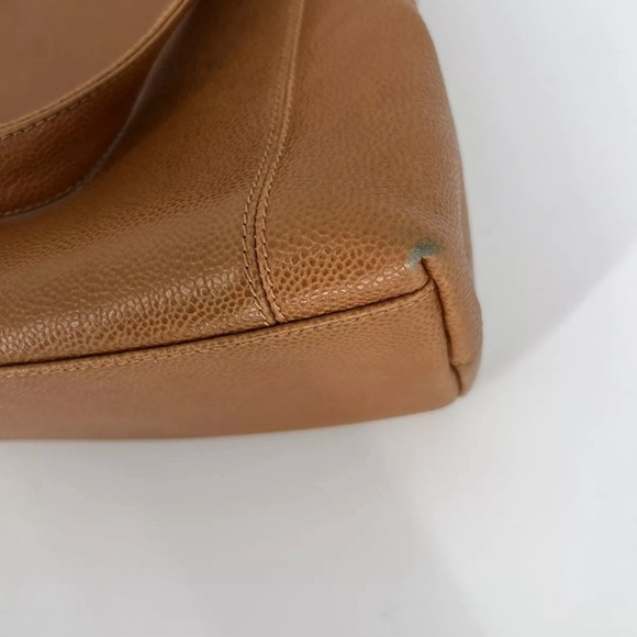 Vintage 90’s Chanel Caviar Leather Pebbled Logo Embossed Stitch Shoulder Bag Y2K - Picture 7 of 16